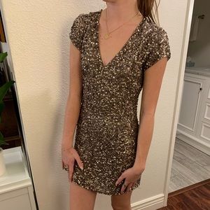 Parker Rose Gold Silk Sequin Dress